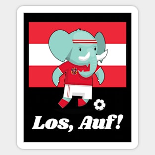 ⚽ Austria Football, Cute Elephant Kicks Ball, Los Auf! Team Spirit Sticker